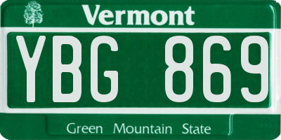 VT license plate YBG869