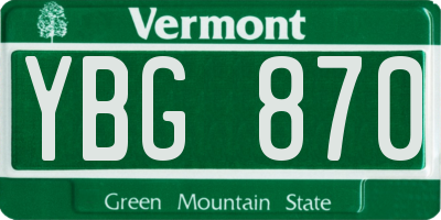 VT license plate YBG870