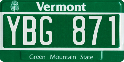VT license plate YBG871