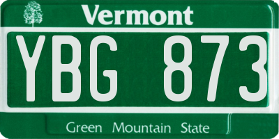 VT license plate YBG873