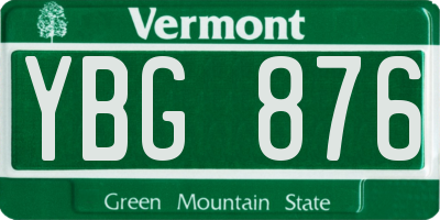 VT license plate YBG876