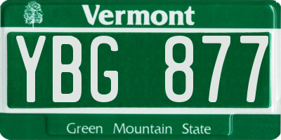 VT license plate YBG877