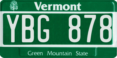 VT license plate YBG878