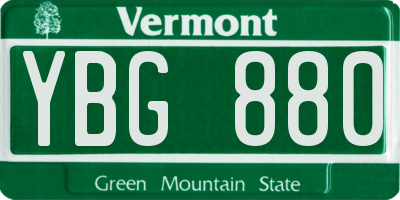 VT license plate YBG880