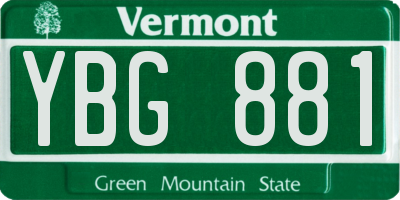 VT license plate YBG881