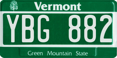 VT license plate YBG882
