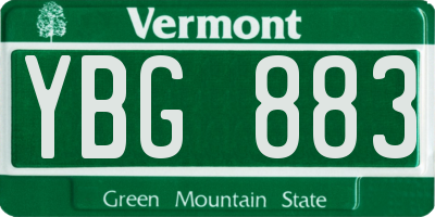 VT license plate YBG883