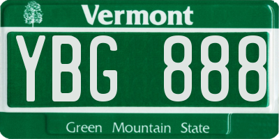 VT license plate YBG888