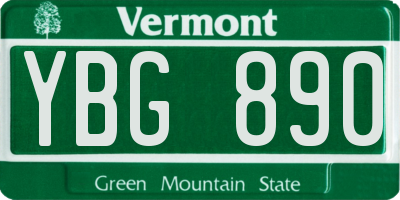 VT license plate YBG890