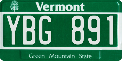 VT license plate YBG891