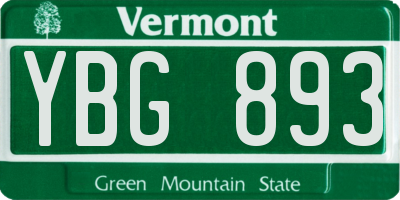 VT license plate YBG893
