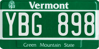 VT license plate YBG898