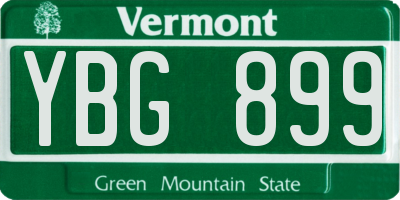 VT license plate YBG899