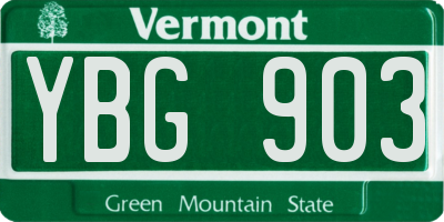 VT license plate YBG903