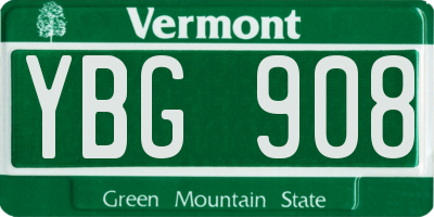 VT license plate YBG908