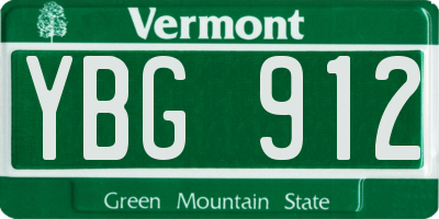 VT license plate YBG912