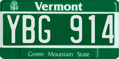 VT license plate YBG914