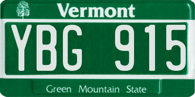 VT license plate YBG915