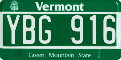 VT license plate YBG916