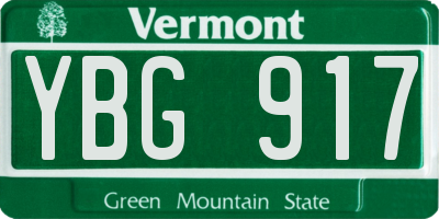 VT license plate YBG917