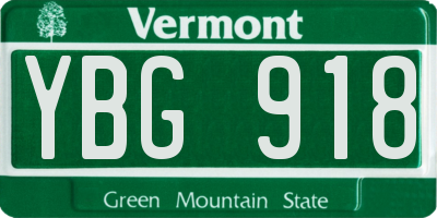 VT license plate YBG918