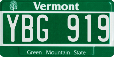 VT license plate YBG919