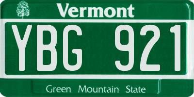 VT license plate YBG921