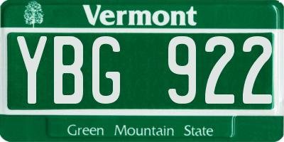 VT license plate YBG922