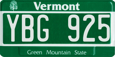 VT license plate YBG925