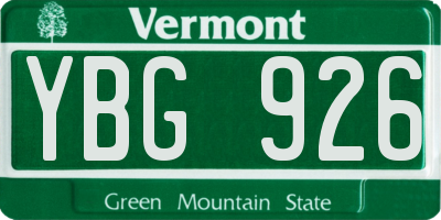VT license plate YBG926