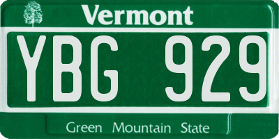 VT license plate YBG929