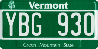 VT license plate YBG930