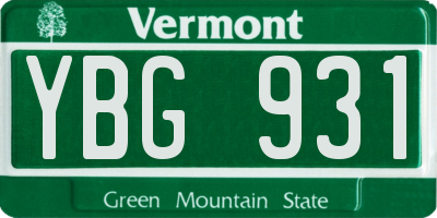 VT license plate YBG931