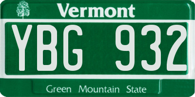 VT license plate YBG932