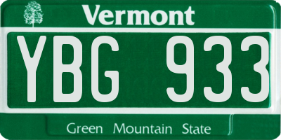 VT license plate YBG933
