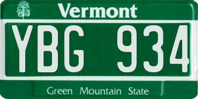 VT license plate YBG934