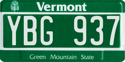VT license plate YBG937