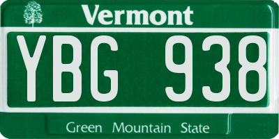VT license plate YBG938