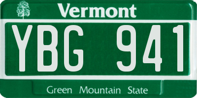 VT license plate YBG941
