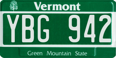 VT license plate YBG942