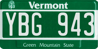 VT license plate YBG943