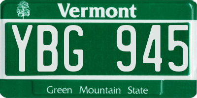 VT license plate YBG945
