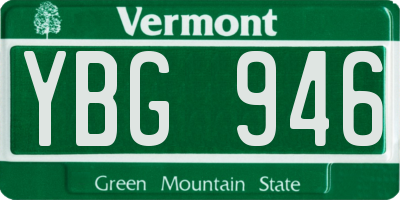 VT license plate YBG946