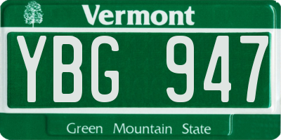 VT license plate YBG947