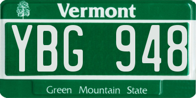VT license plate YBG948
