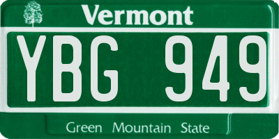 VT license plate YBG949