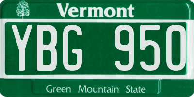 VT license plate YBG950