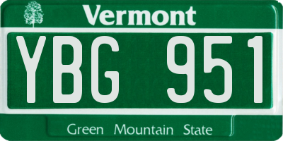 VT license plate YBG951