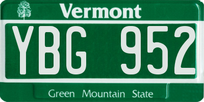 VT license plate YBG952