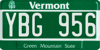 VT license plate YBG956